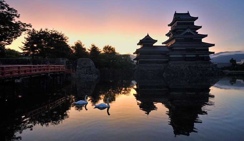 松本城,朝焼け