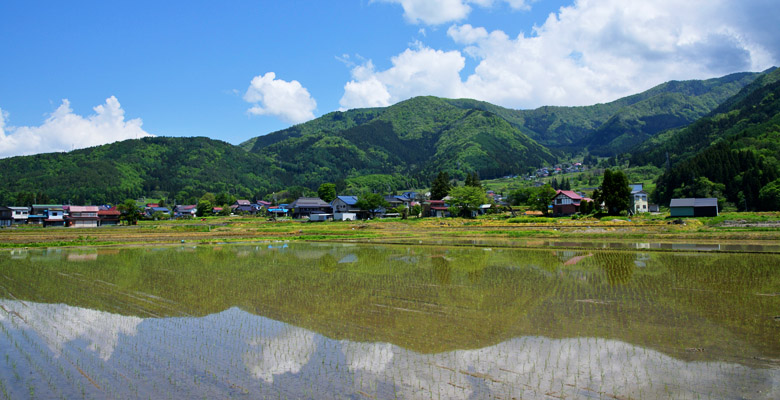 飯山市瑞穂、田園風景