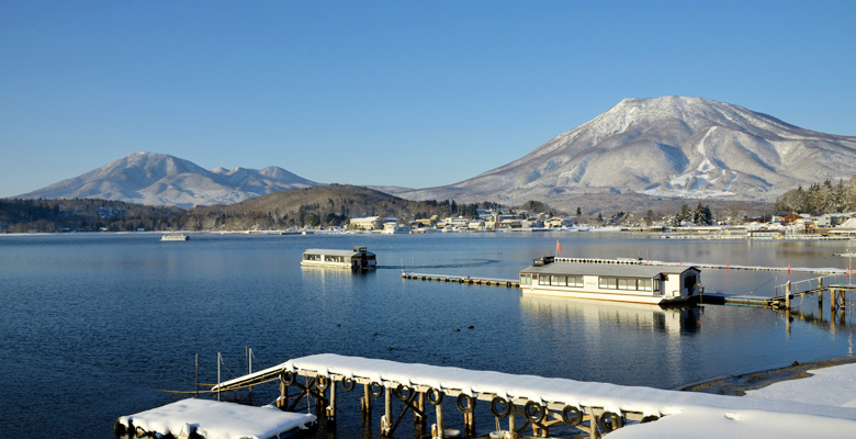 野尻湖,屋形船,飯縄山、黒姫山