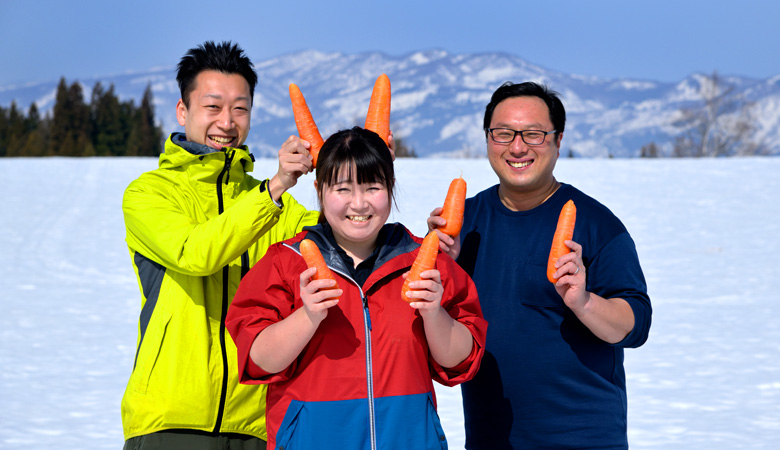 津南雪下にんじん掘り