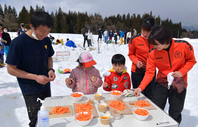 津南の雪下にんじん掘り競争